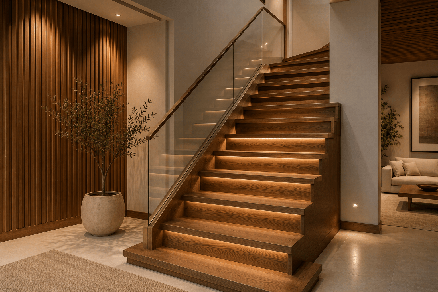 Gradas de madera a medida para interiores